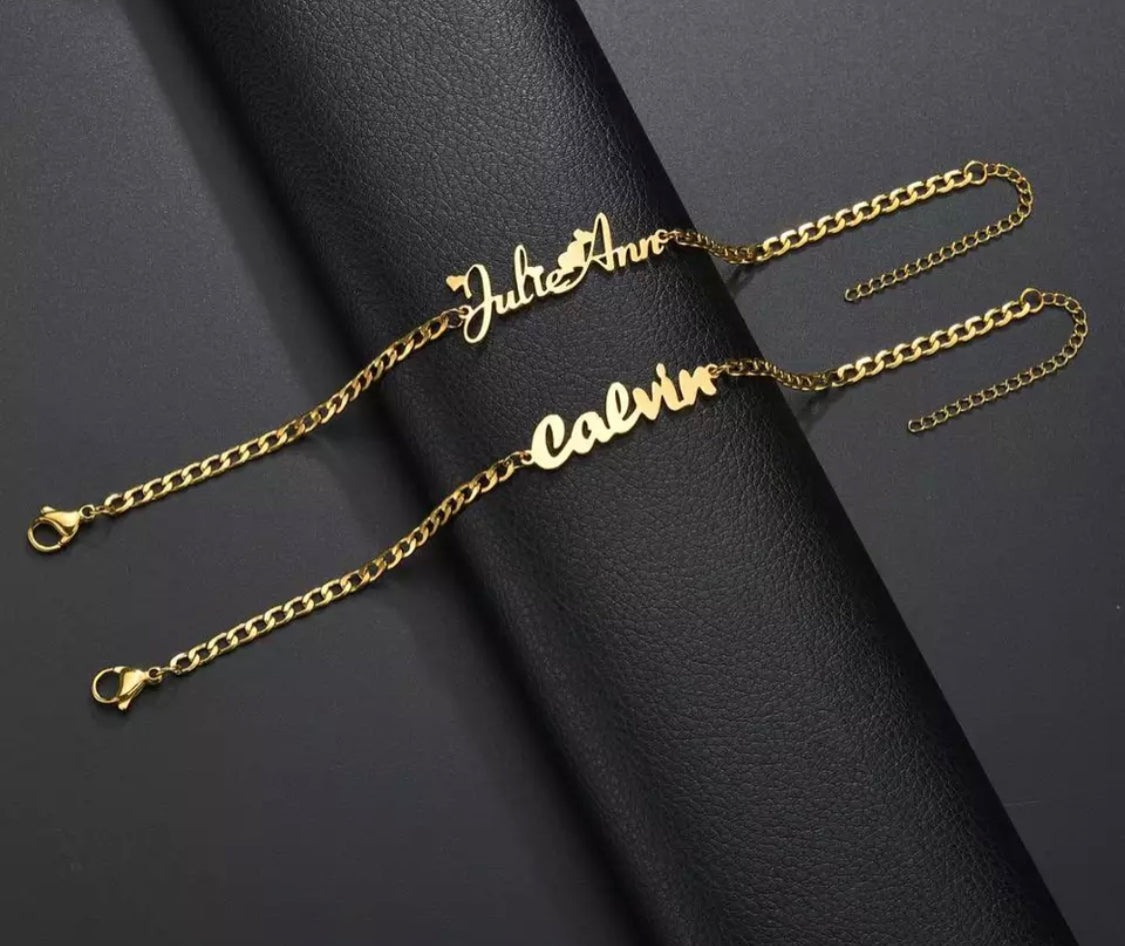 4k gold any name bracelet or necklace BBF17