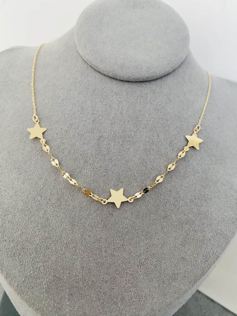 14k gold round short 3 start’s necklace IAN1