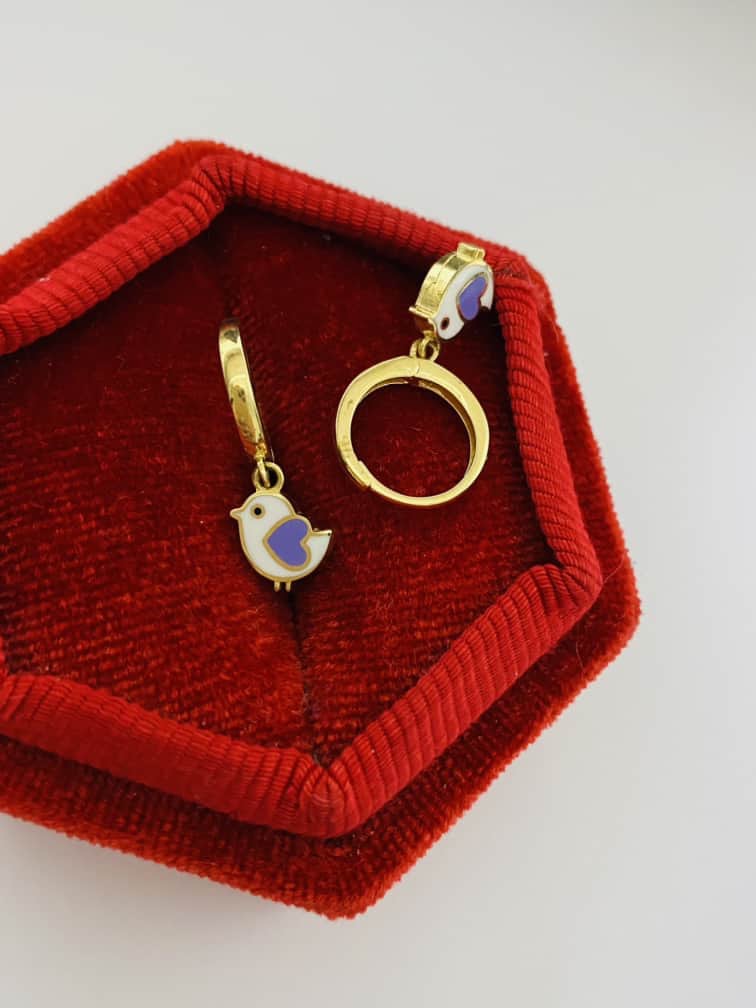 14k gold purple heart earring Janu33