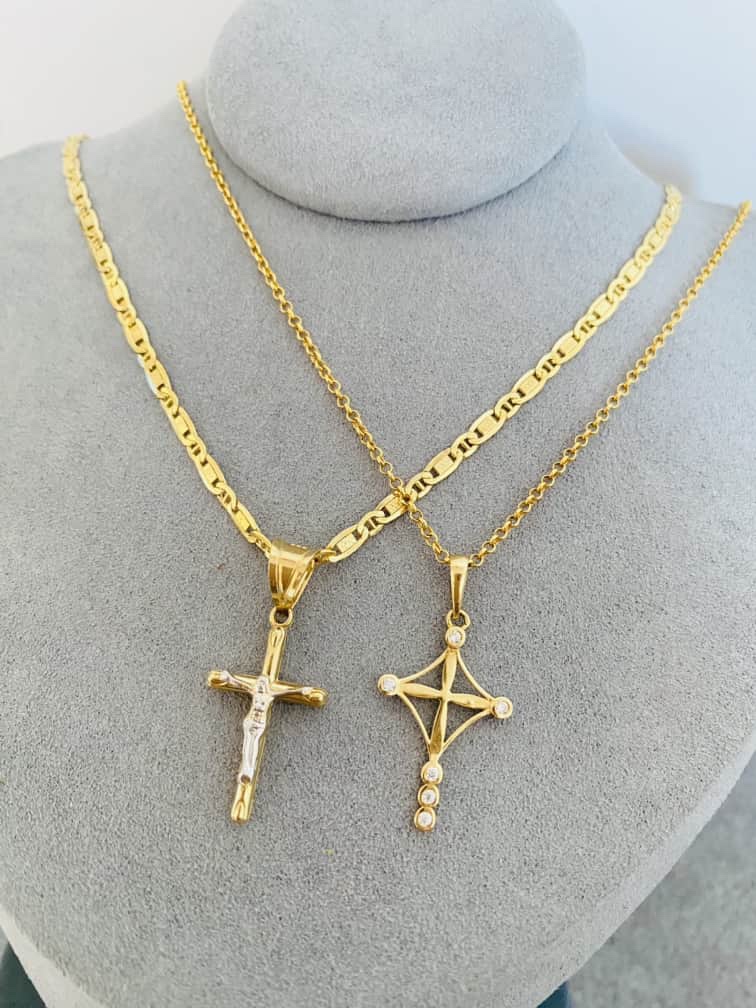14k gold chain with cross C2A for couple