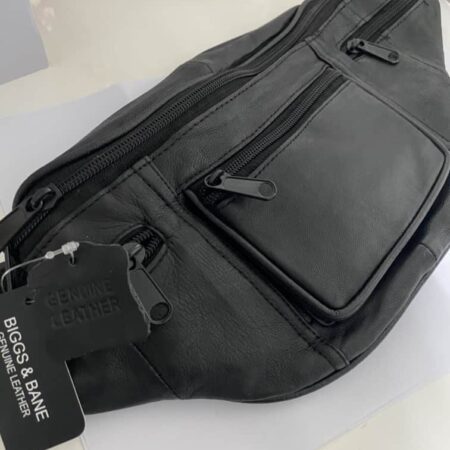 Biggs & Bane REAL / GENUINE Leather Black Bum Bag