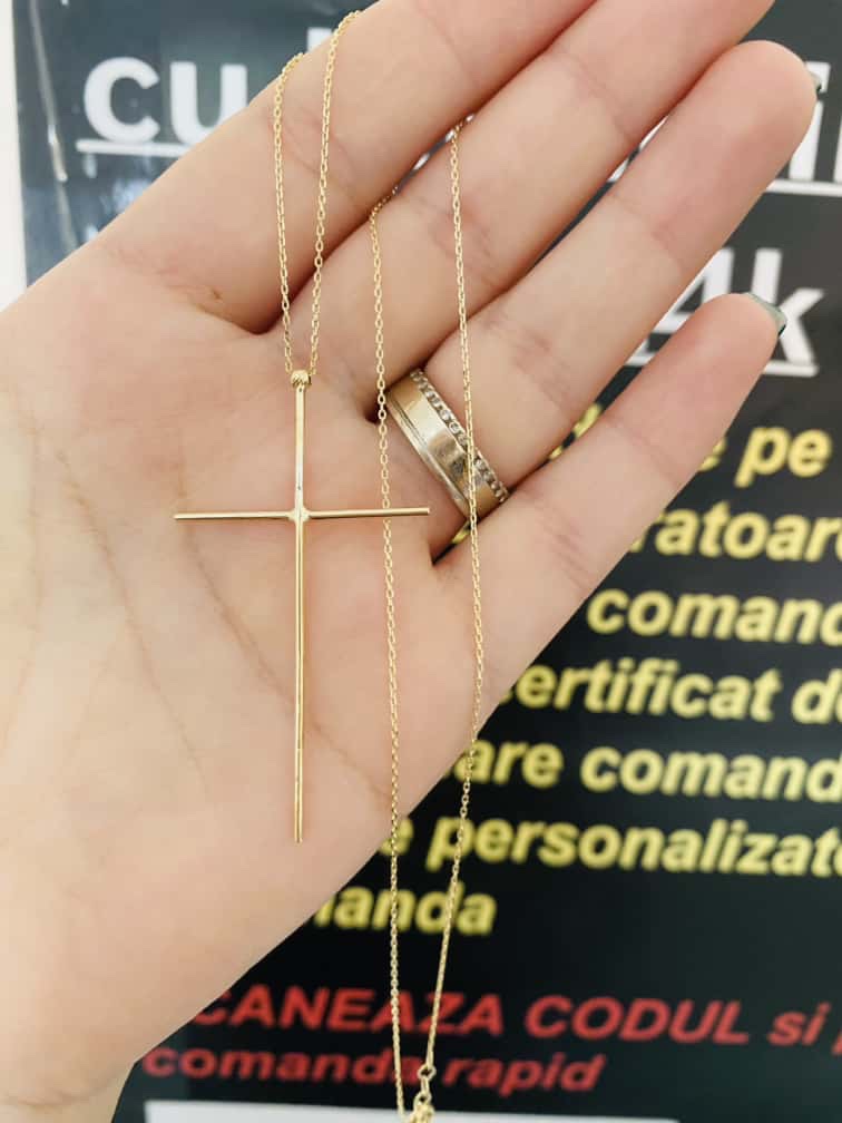 14k gold long cross necklace MartA