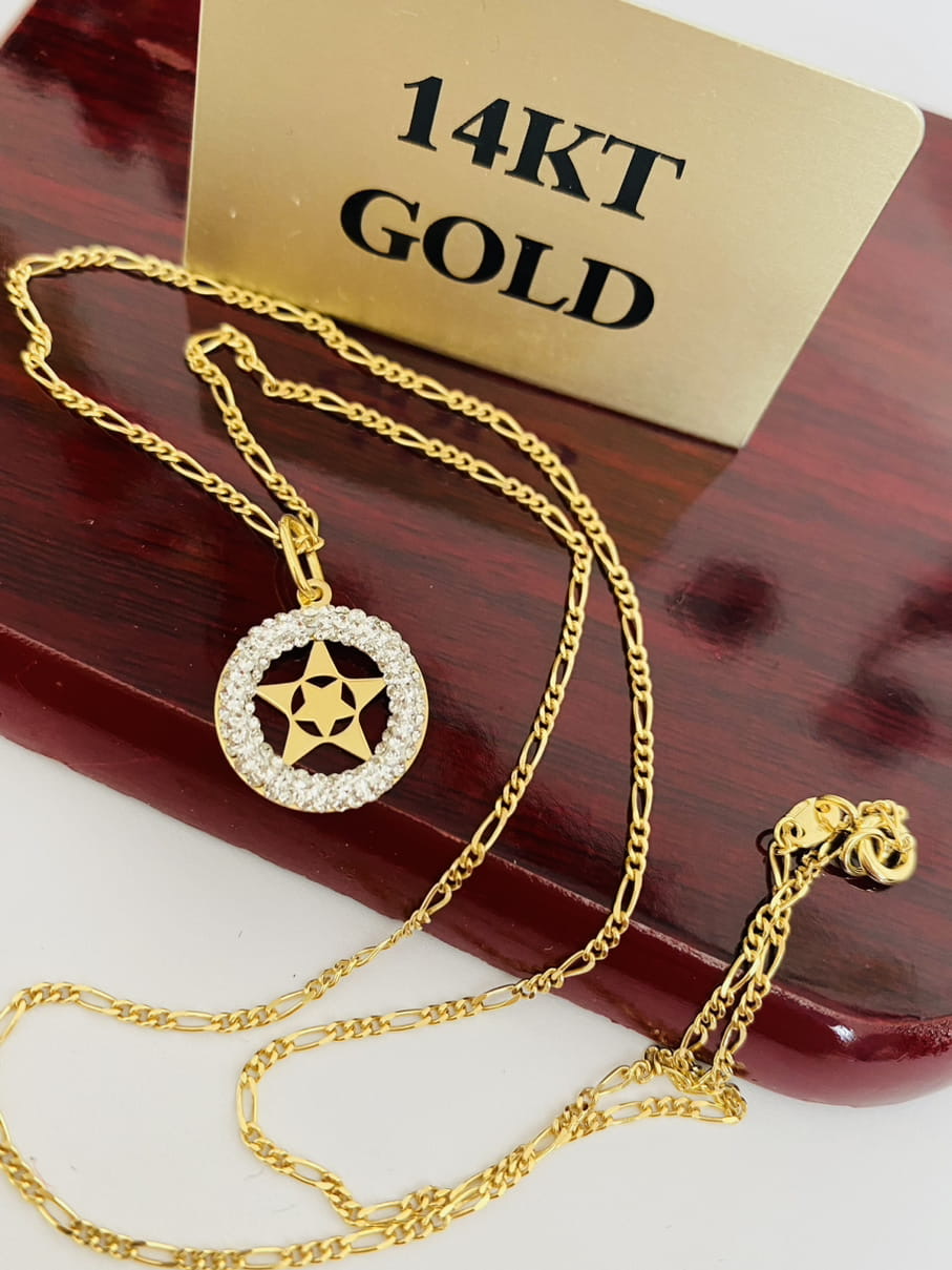 Italy 14k gold chain and pendant Catena 3+1/2