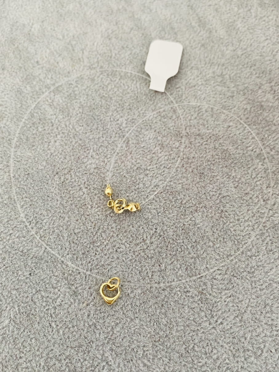 Clear chain and 14k gold pendant JNY8