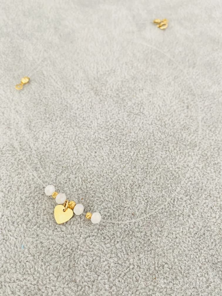 Clear chain and 14k gold pendant JNY7A