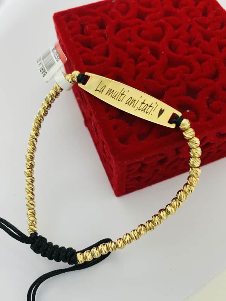 14k gold string bracelet with message on it KL - Image 2