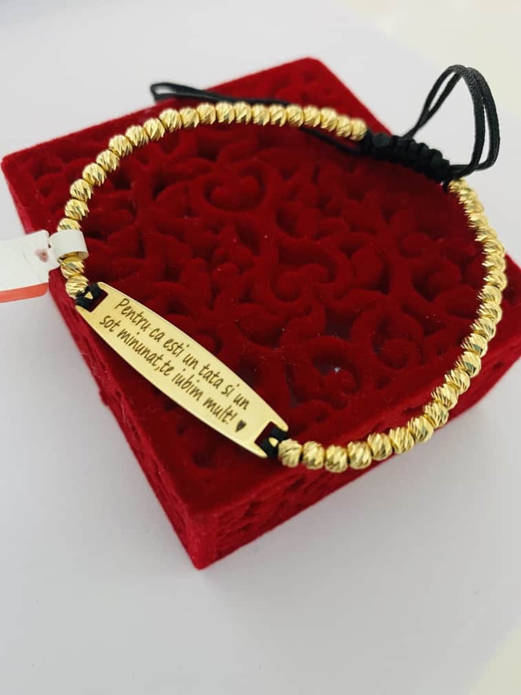 14k gold string bracelet with message on it KL