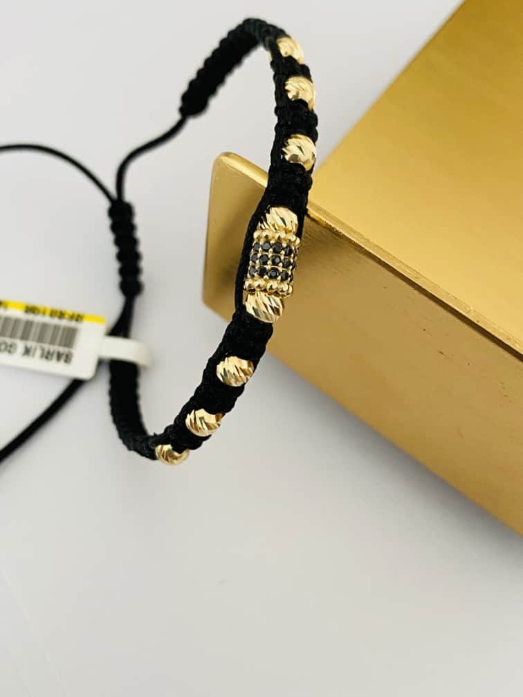 Black string bracelet with 14k gold 25Janu00B