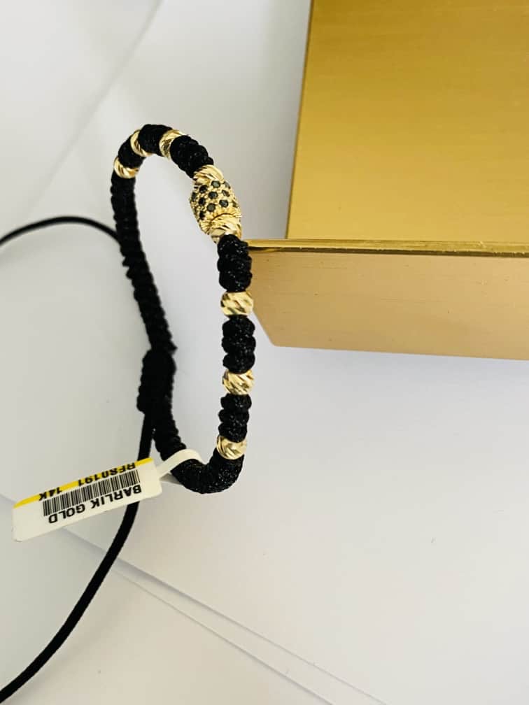 Black string bracelet with 14k gold 25Janu00E