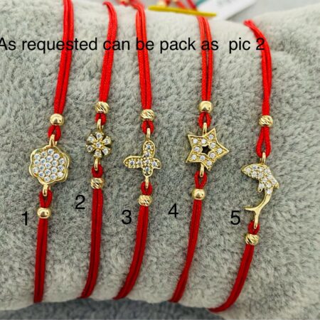Red string bracelet with 14k gold pendant 25-011