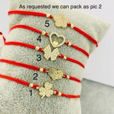 Red string bracelet with 14k gold pendant 25-012