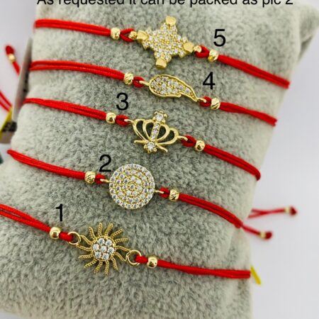 Red string bracelet with 14k gold pendant 25-013