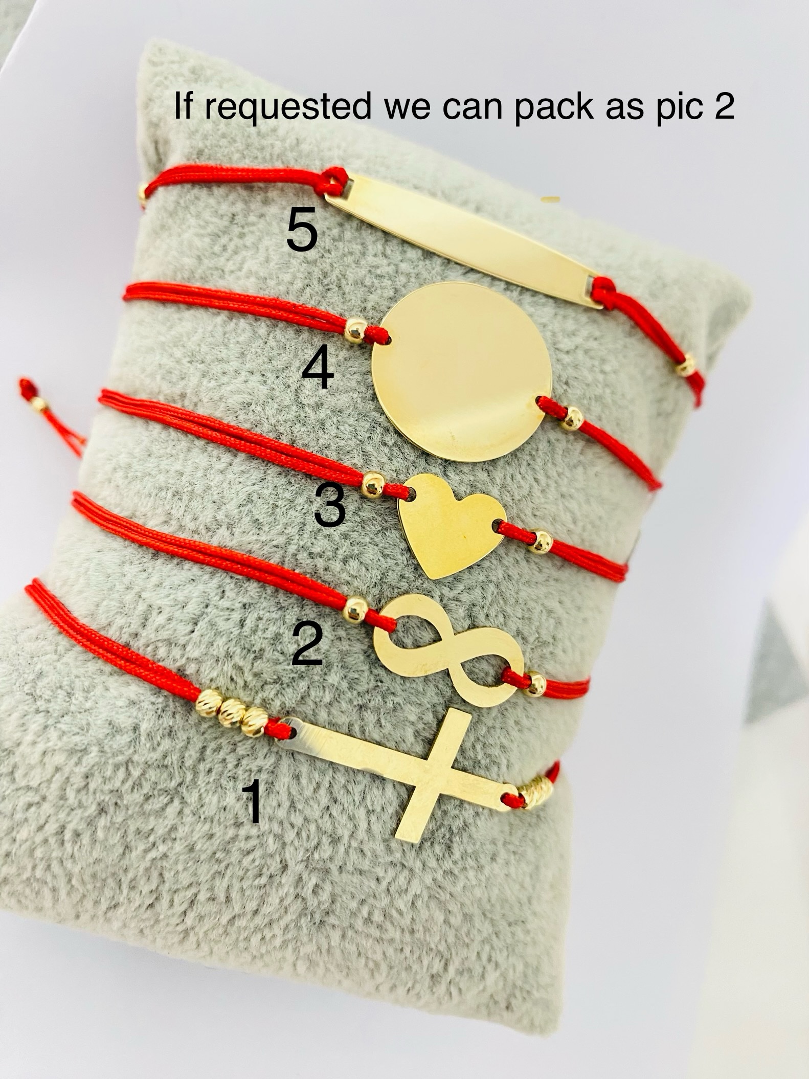 Red string bracelet with 14k gold pendant 25-018