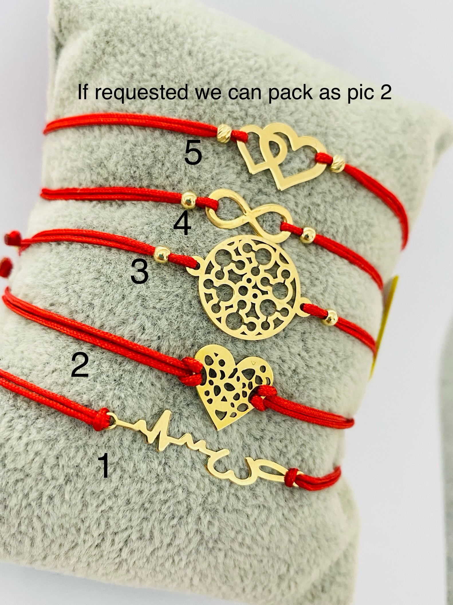 Red string bracelet with 14k gold pendant 25-019