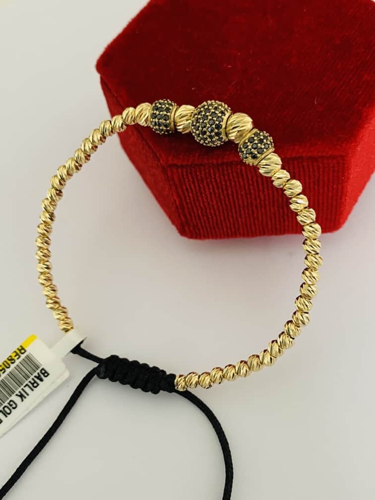 Black string bracelet with 14k gold 25Janu00N