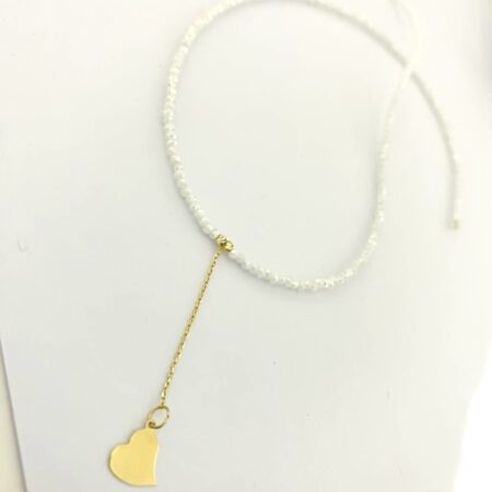 14k gold 1.5-2mm Faceted Polyhedral Beads white necklaces 4cm drop chain