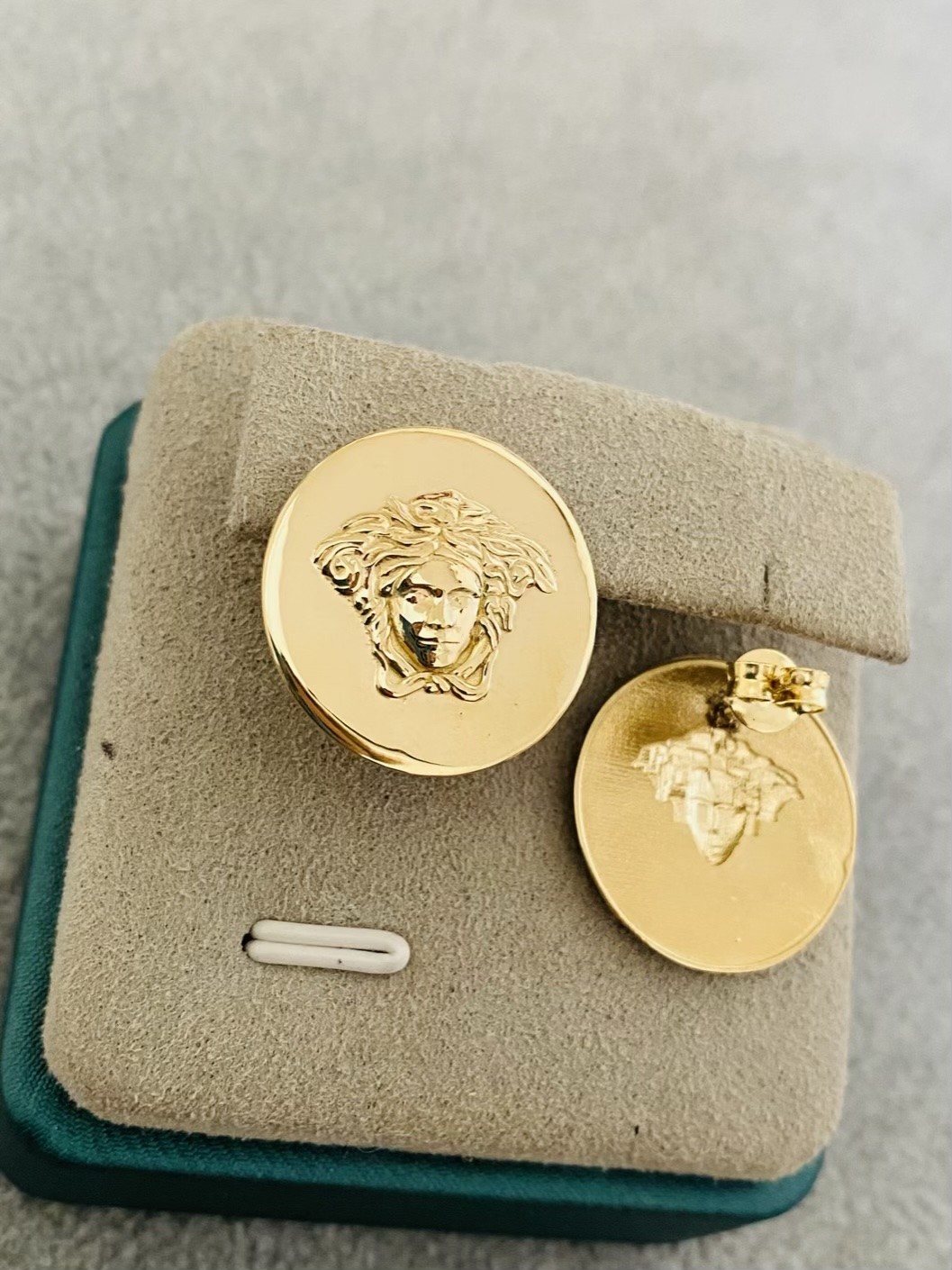 14k gold Medusa earrings 20mm