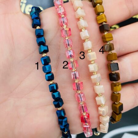 String bracelet with 14k gold round balls J4A