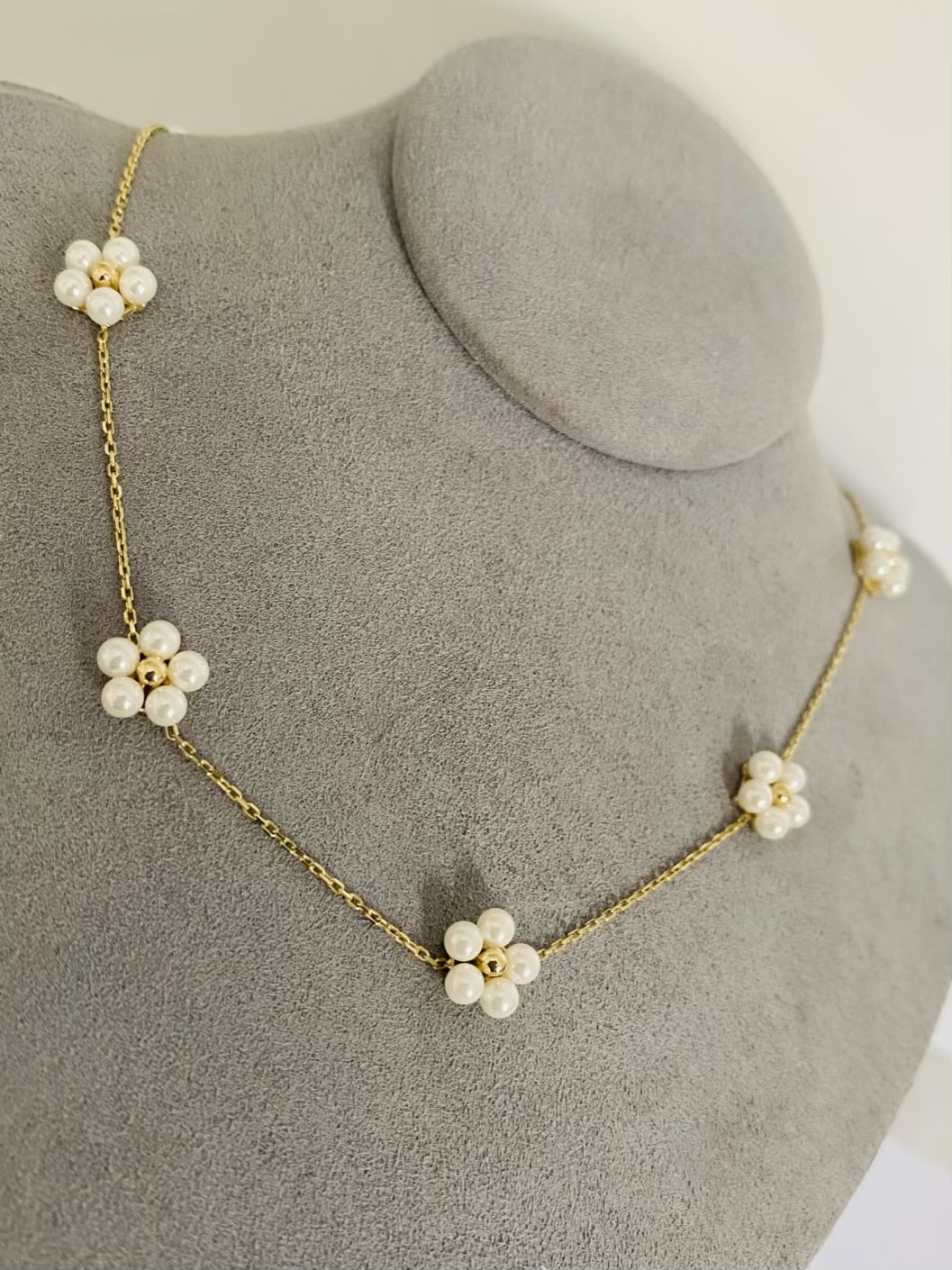 14k gold flower beads necklace - Image 2