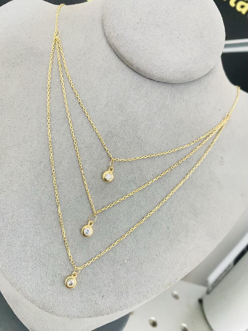 3 layers 14k gold necklace 15N0003