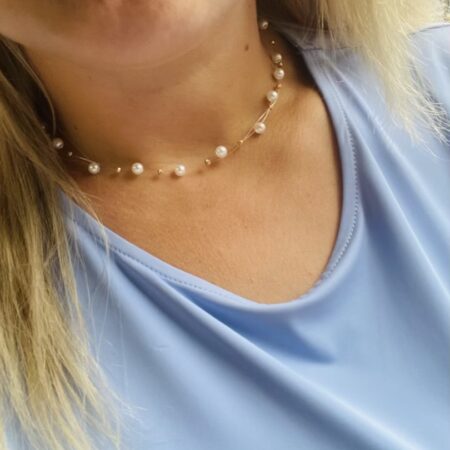 14k gold balls and clear Chain sold by model 39cm