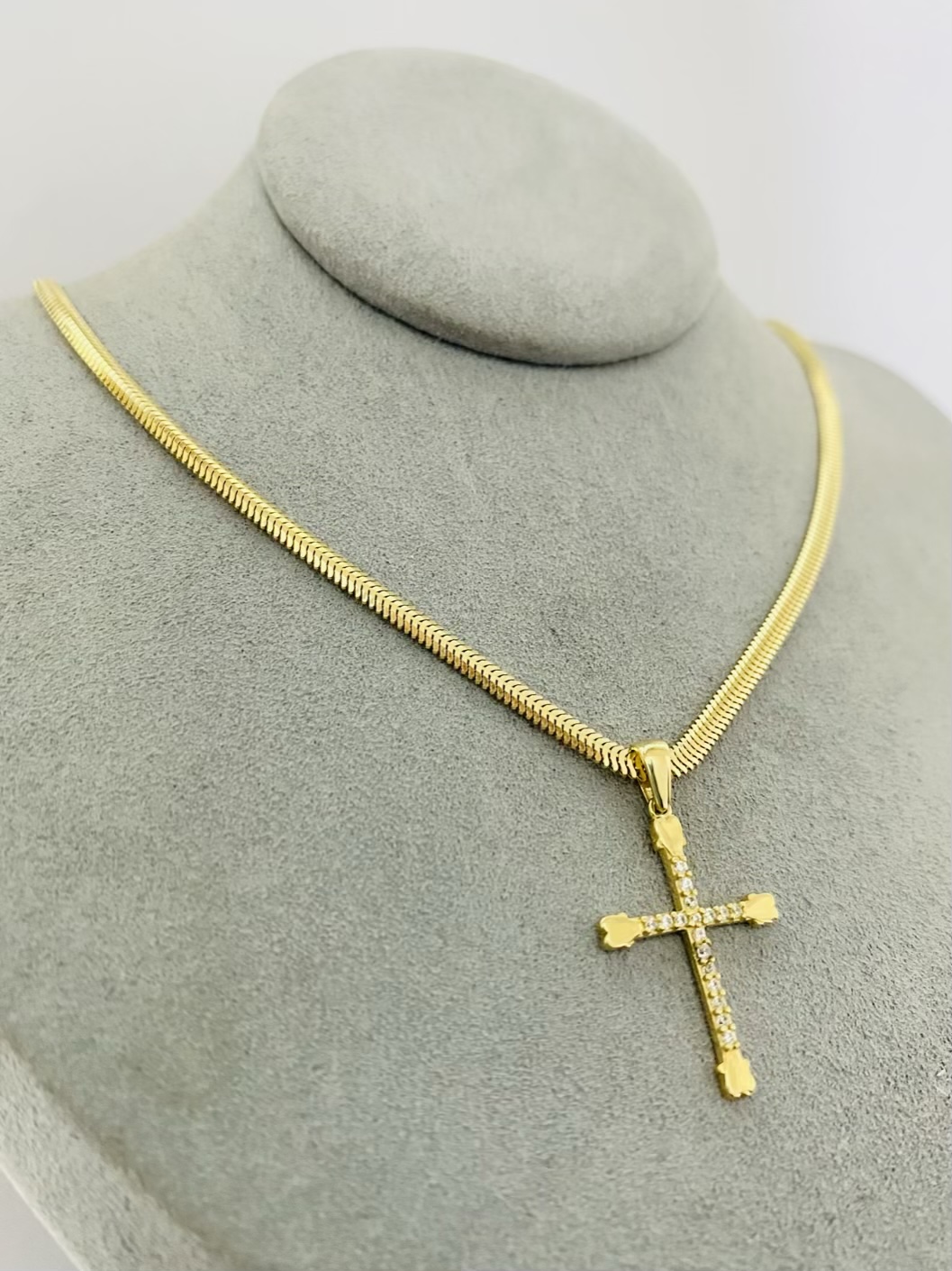 14k gold stone cross Necklaces 45cm JULBA049 - Image 2