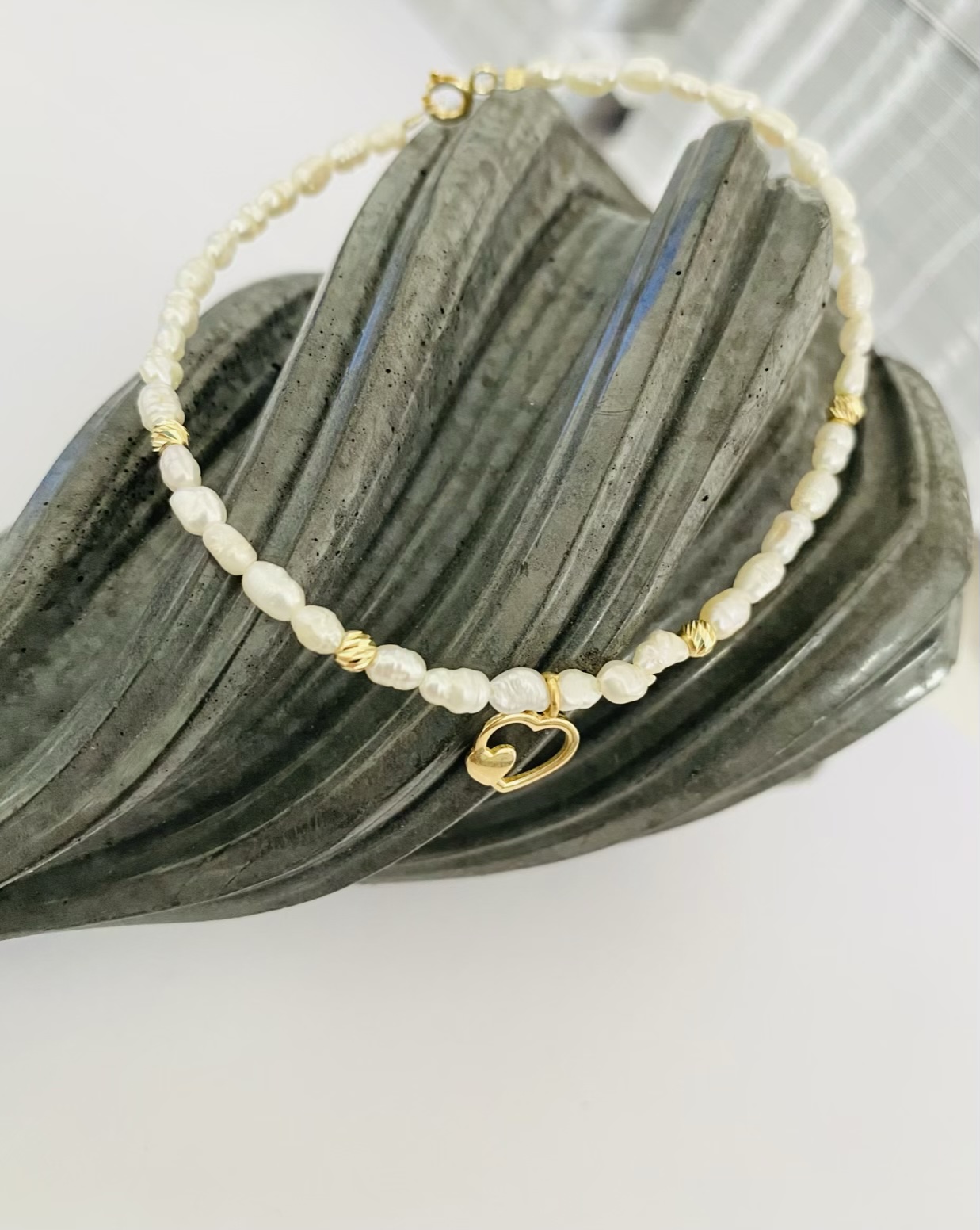 New 14k gold beads 3mm and freshwater culture Perls 4mm / 18.5cm bracelet - Image 2
