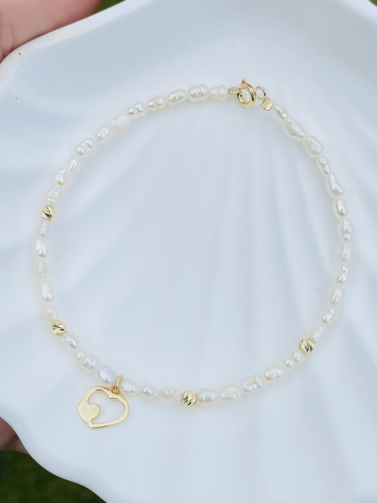 New 14k gold beads 3mm and freshwater culture Perls 4mm / 18.5cm bracelet