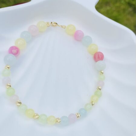 14k gold 3mm beads bracelet and 6mm and 4mm Natural Turquoise beads 18cm