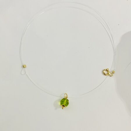 14k gold cube pendant with clear string 39cm