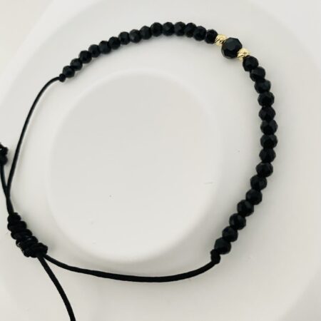 14k gold 2.5mm beads and black 3mm spinel beads women size or kids size