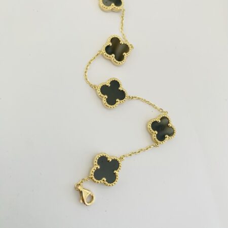 Stunning 5Cloves black q14k gold bracelet