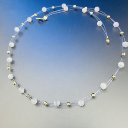 38cm moonstone beads  and 14k gold long middle chain