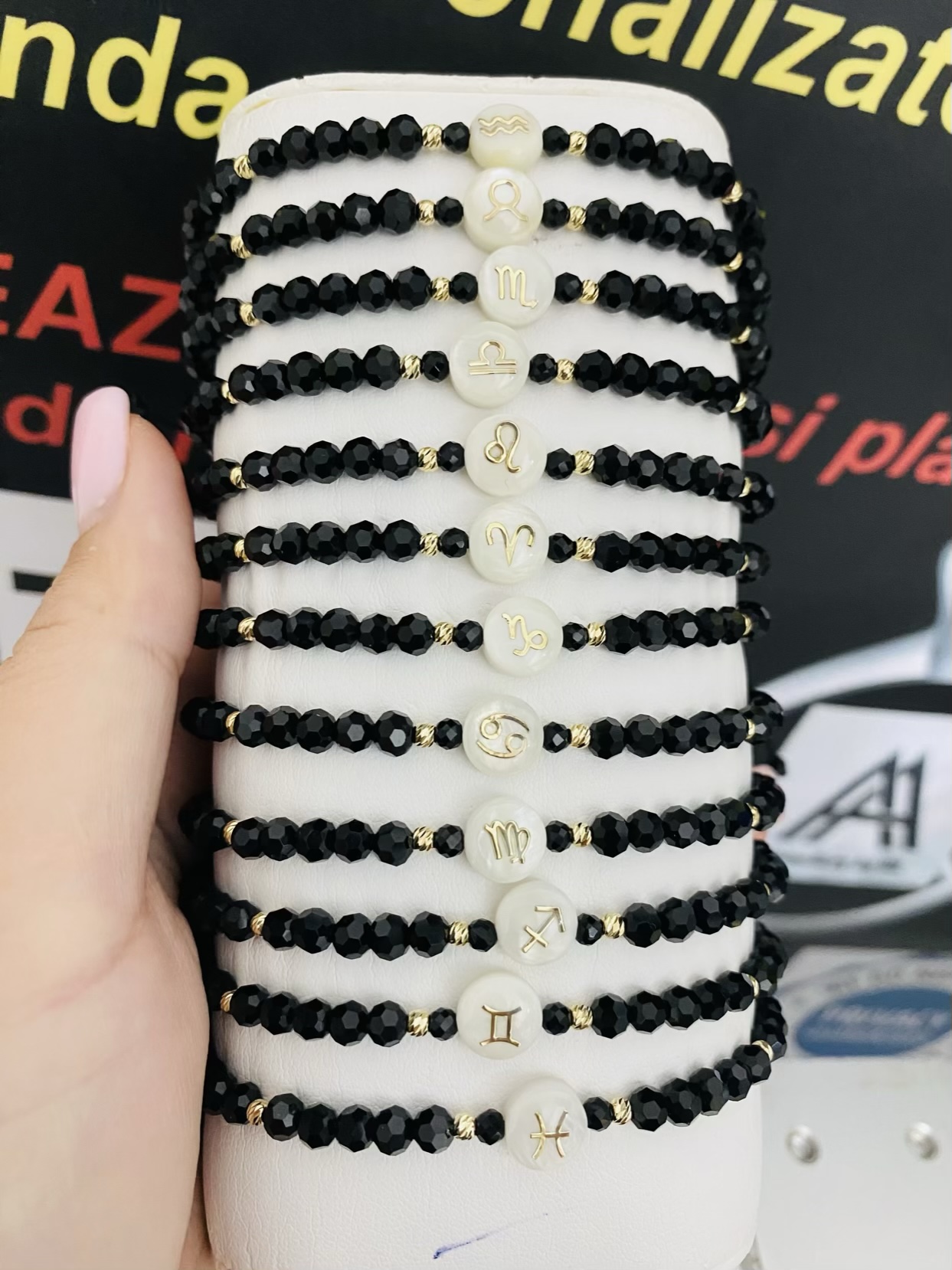 Zodiac Shell pendant and 14k gold 2.5mm beads x4