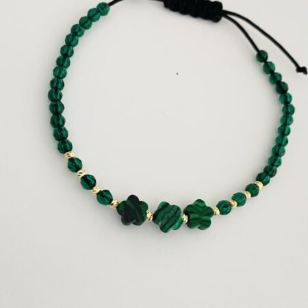 14k gold 2mm  beads  and one 3mm and green beads with   5mm middles malachite natural