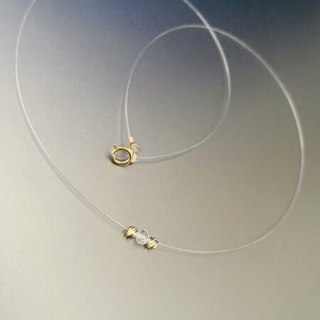 Clear chain with pearl and 14k gold beads 40cm