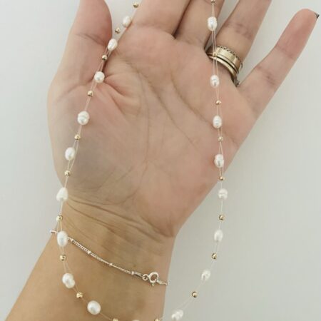 14k gold beads and 5mm freshwater pearls 41.5cm  CH