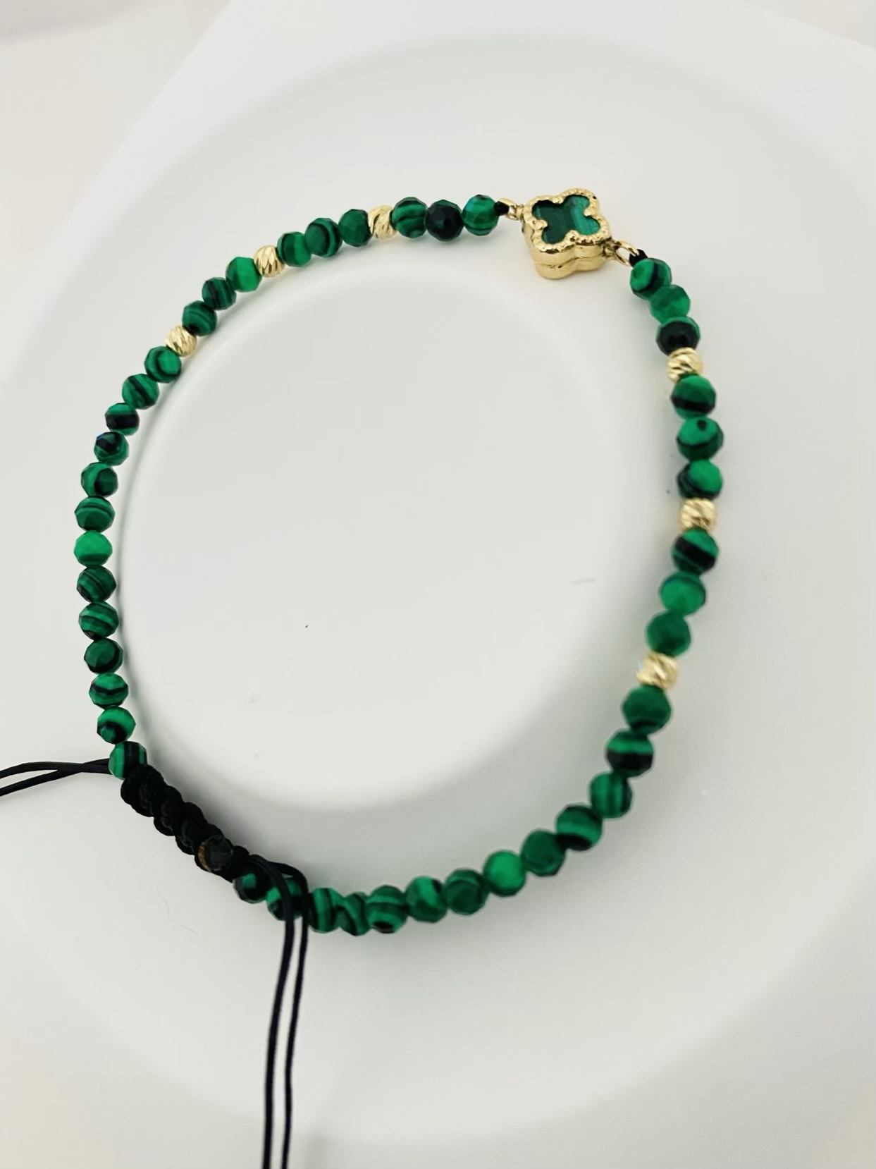 14k gold 2.5mm beads and middle malachite pendant with natural malachite beads 3mm