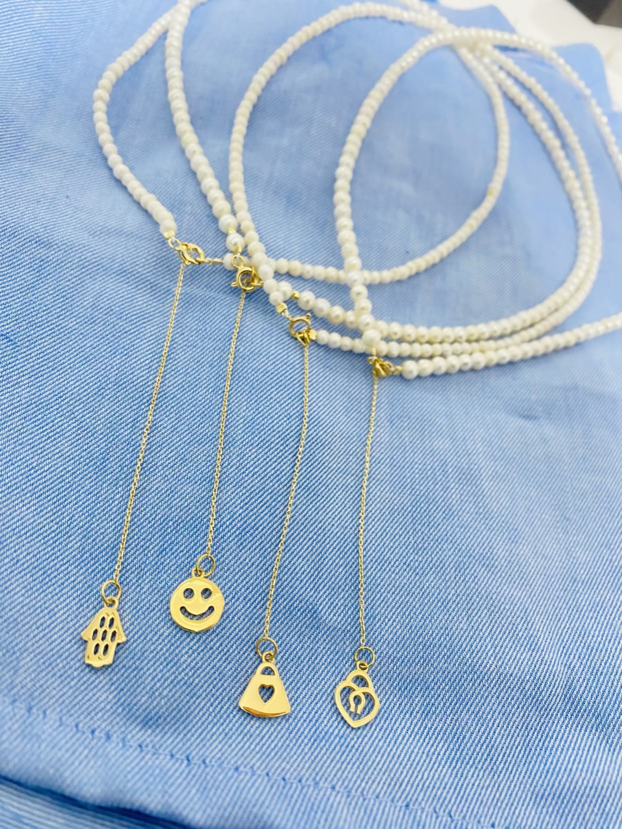 14k gold chain and pendant with freshwater pearls bestseller NWS