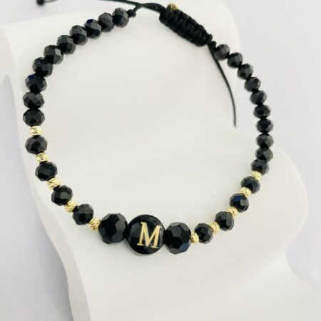 Shell black pendant with 14k gold 2.5mm beads