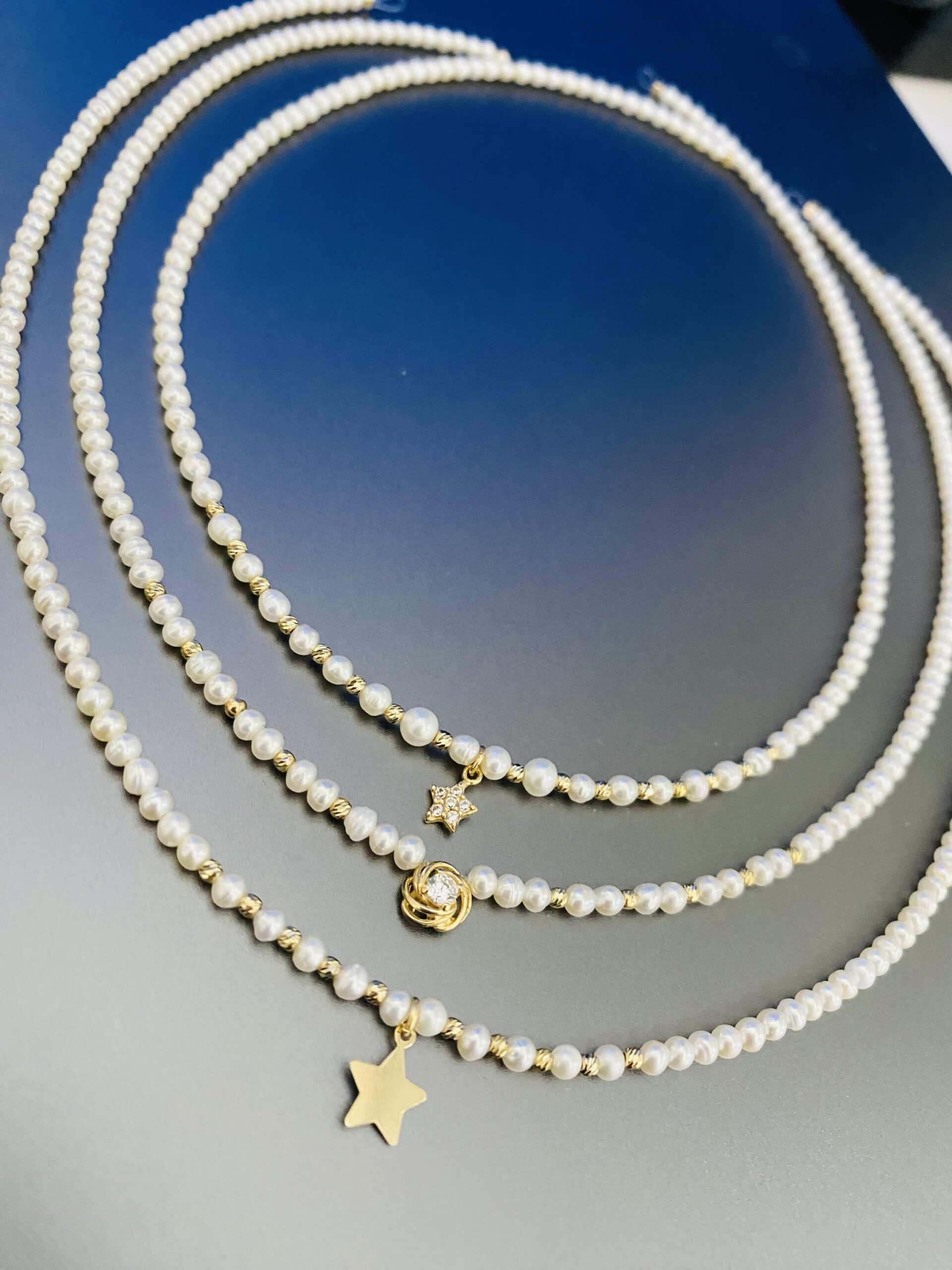 Preorder 14k gold necklaces and gold beads with 3mm freshwater pearls ( delivery Friday 28 November)