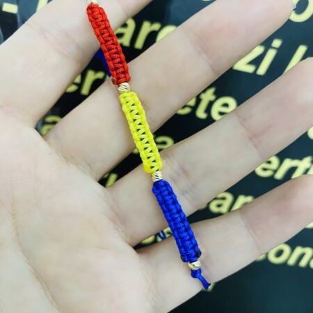 România flag colors bracelet with 4 -14k gold 3mm beads