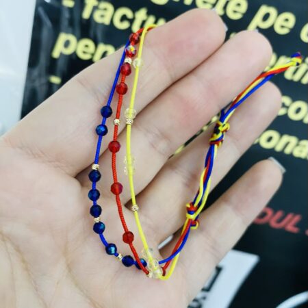 România flag colors bracelet with 8 -14k gold 2mm
