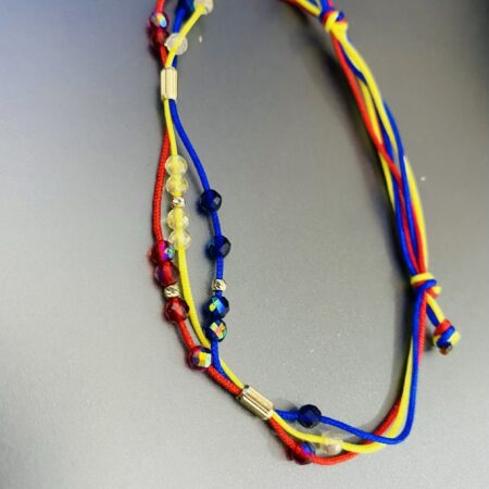 România flag colors bracelet with 8 -14k gold 4mm and 2mm