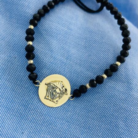 New exclusive model 14k gold middle pendant and beads with black 4mm beads