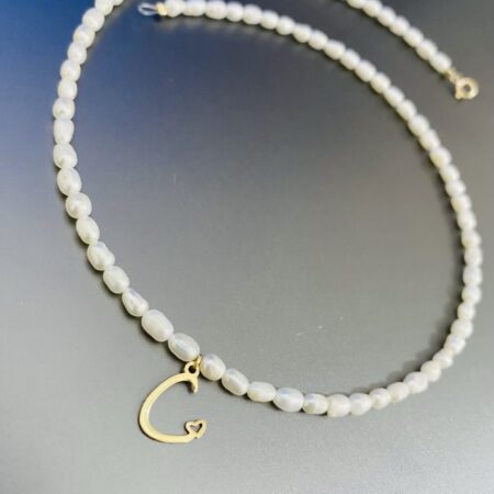 New model  C pendant   14k gold and freshwater pearls 37.5cm N-29