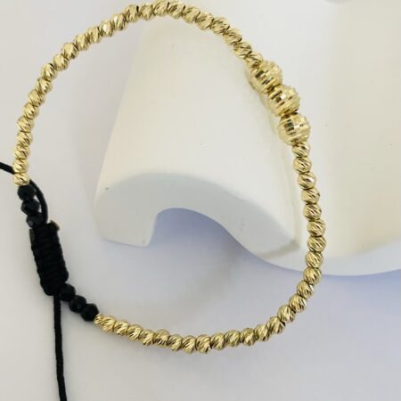 14k gold 4mm and 3mm beads with 4mm black crystal beads NMBC2