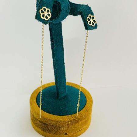 14k gold long 7cm earrings LNG-123