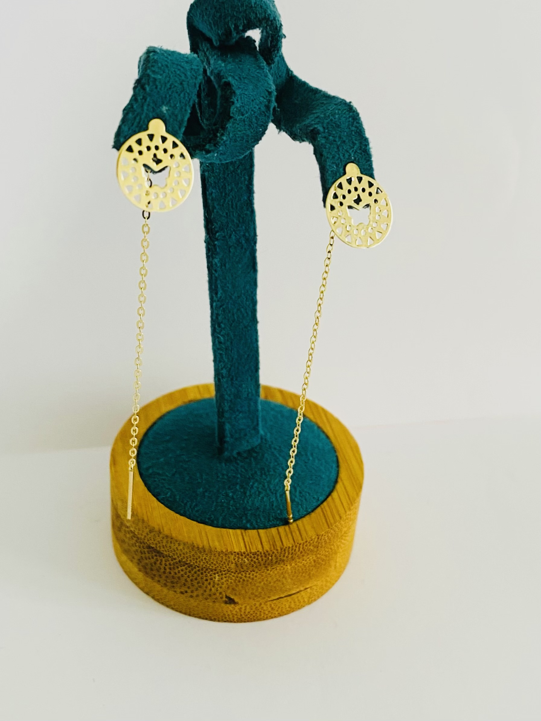 14k gold long 7cm earrings LNG-129