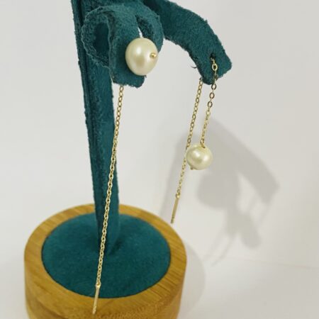 14k gold long 7cm earrings LNG-136